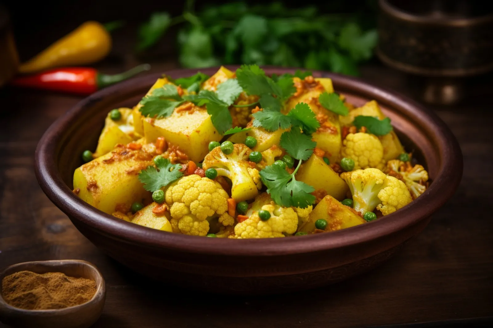 Aloo Cauliflower with Green Peas